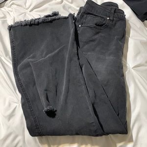 Forever 21 black ripped straight leg jeans